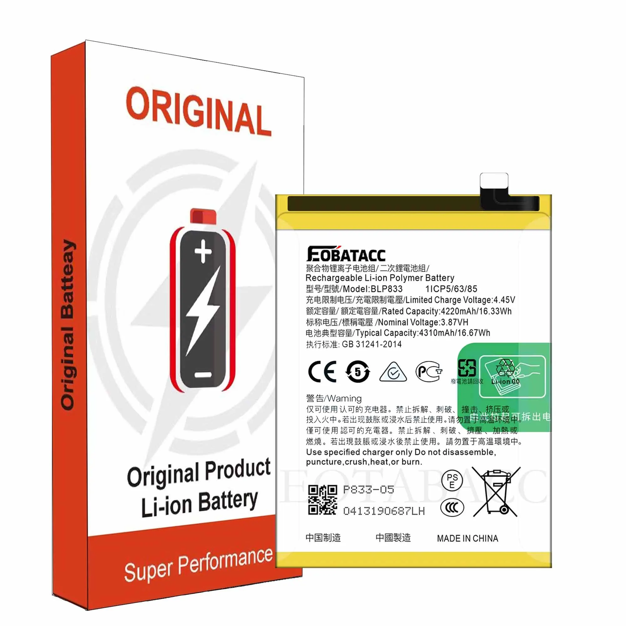 2025 Years EOBATACC 100% New BLP833 For OPPO REALME V15 5G Phone Battery +Free Tools