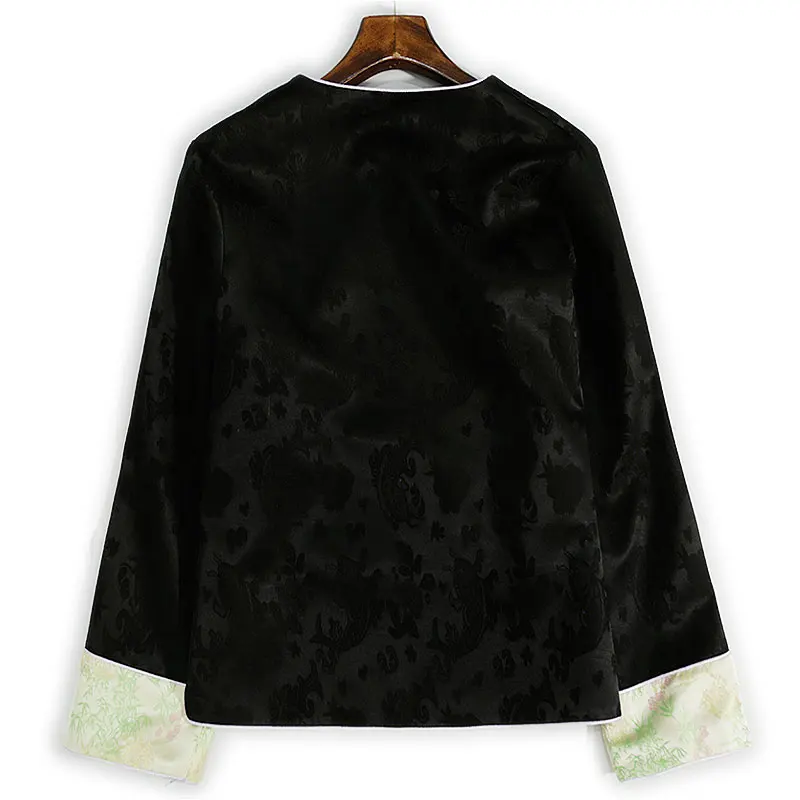 قميص BirdTree-35% حرير 65% صوف أنيق، جاكار نسائي برقبة دائرية، بلوزة فضفاضة مرقعة للتنقل الرجعية، خريف 2025 جديد T5O832CC #2