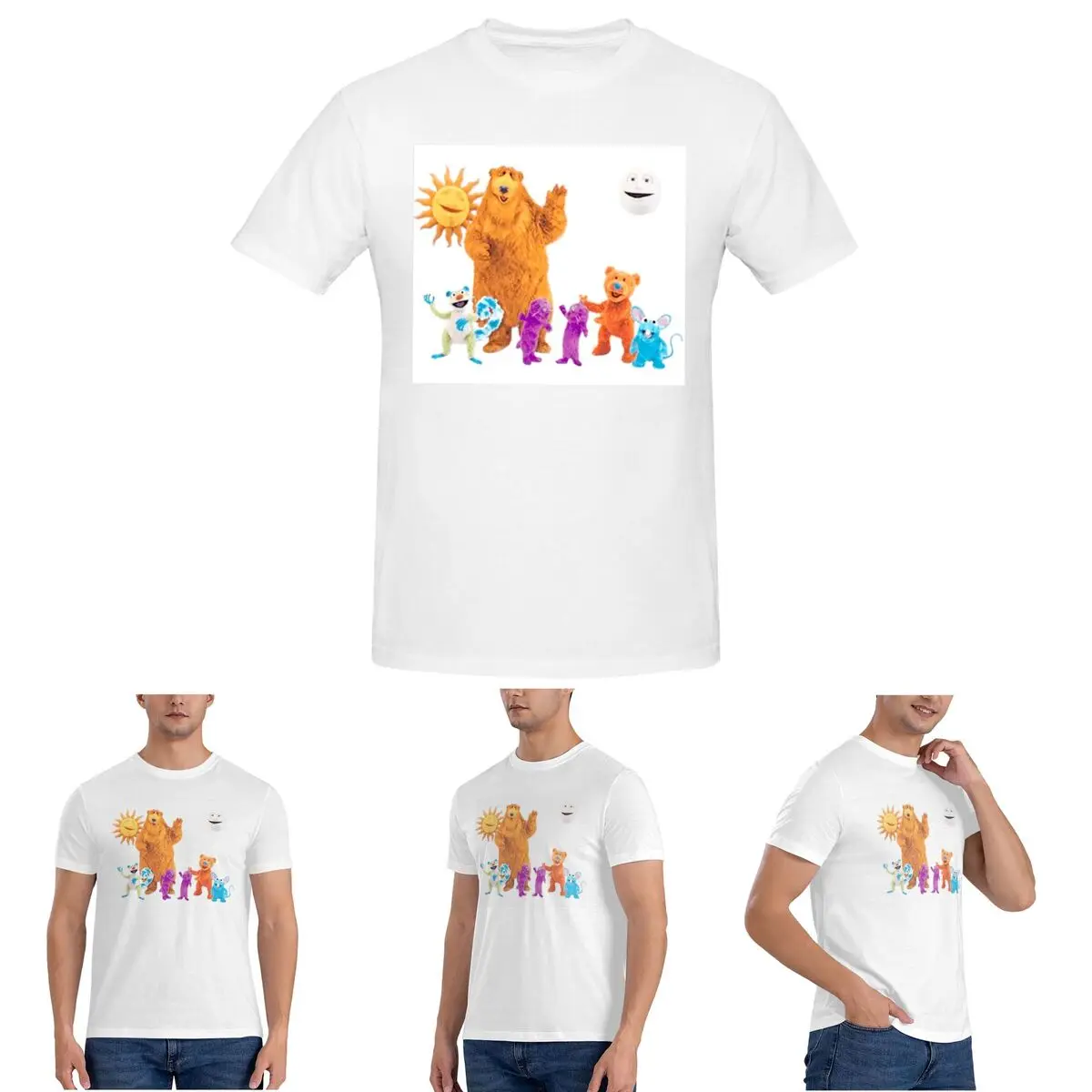 

Футболка Bear In The Big Blue House для мужчин, хлопковые футболки больших размеров, мужские летние топы с короткими рукавами и круглым вырезом, S-6XL