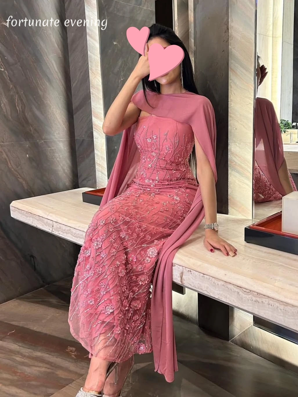 

Fortunate Evening Elegant Vintage Sweet Pink FLowers Beads Lace Ribbon Customized Formal Occasion Prom Dress Evening Party Gowns