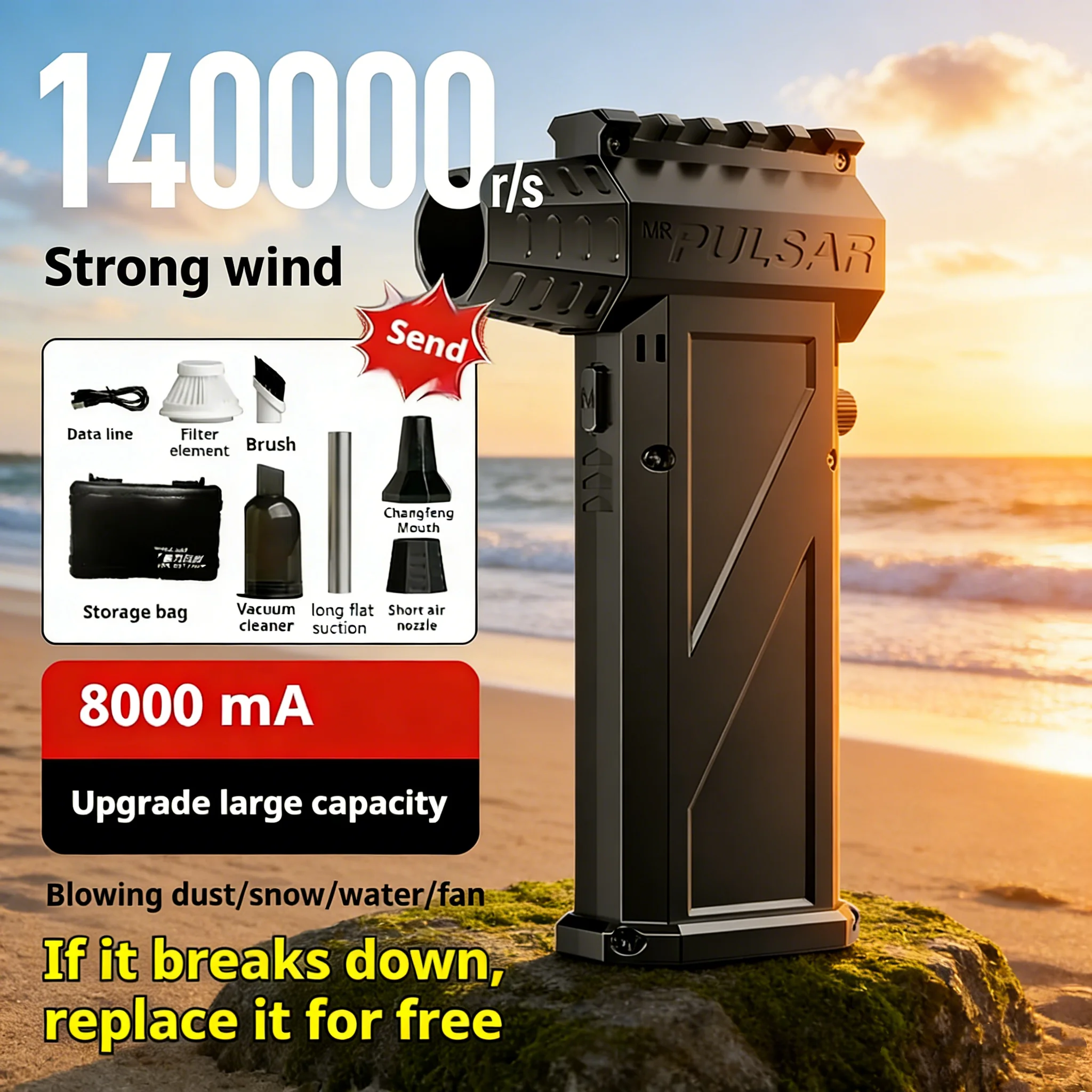 

X3pro Violent Blower Mini Turbo Jet Fan Handheld Brushless Motor 140,000 RPM Wind Speed 62m/s industrial Duct Fan