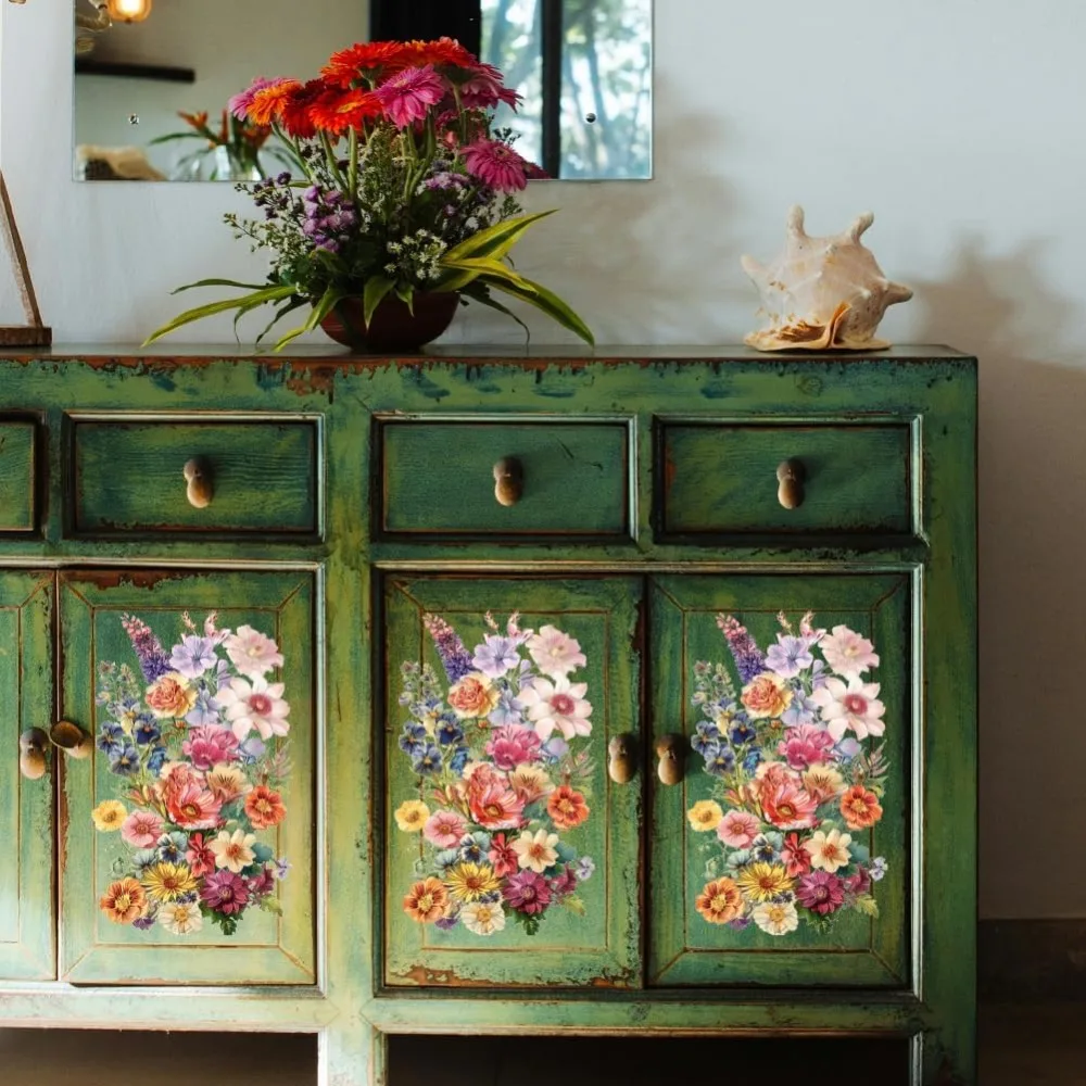 Rub on Floral Transfer Decals for Furniture Crafts 6\