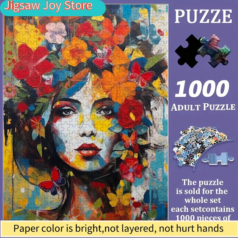 

Пазл «Красочная леди с цветами» | Яркий абстрактный дизайн, портретный узор, увлекательная и развлекательная игра, семейная активность.