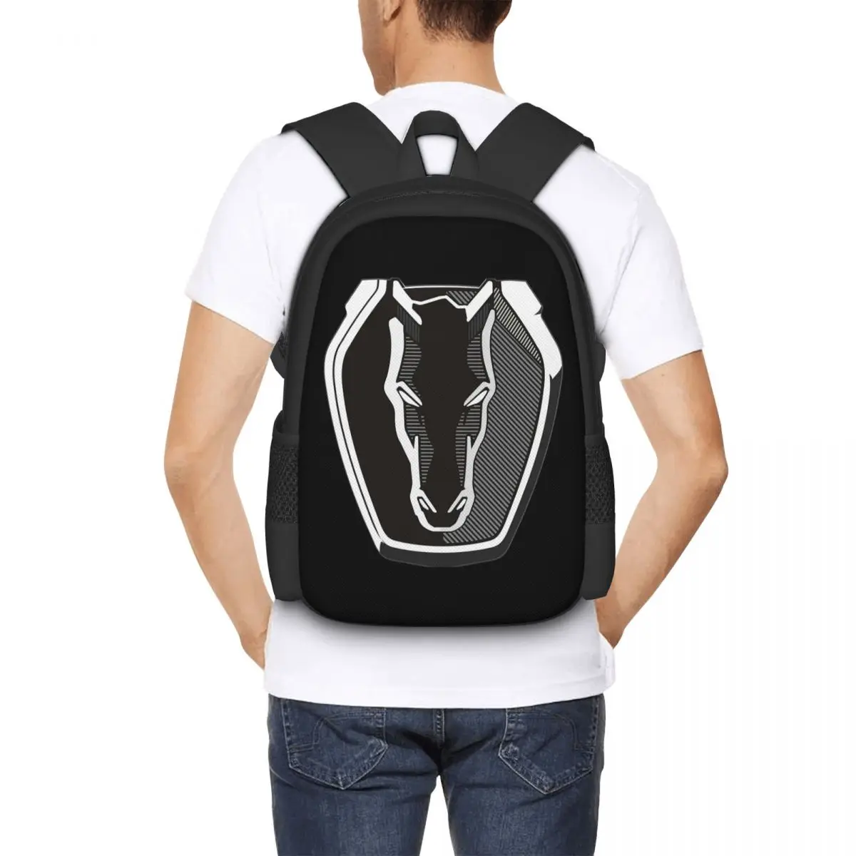 

Dark Horse Mustang Badge 2024 Student Backpack School Bag Hiking Travel Daypack for Men Women Fashion Bookbag Shoulder Bags