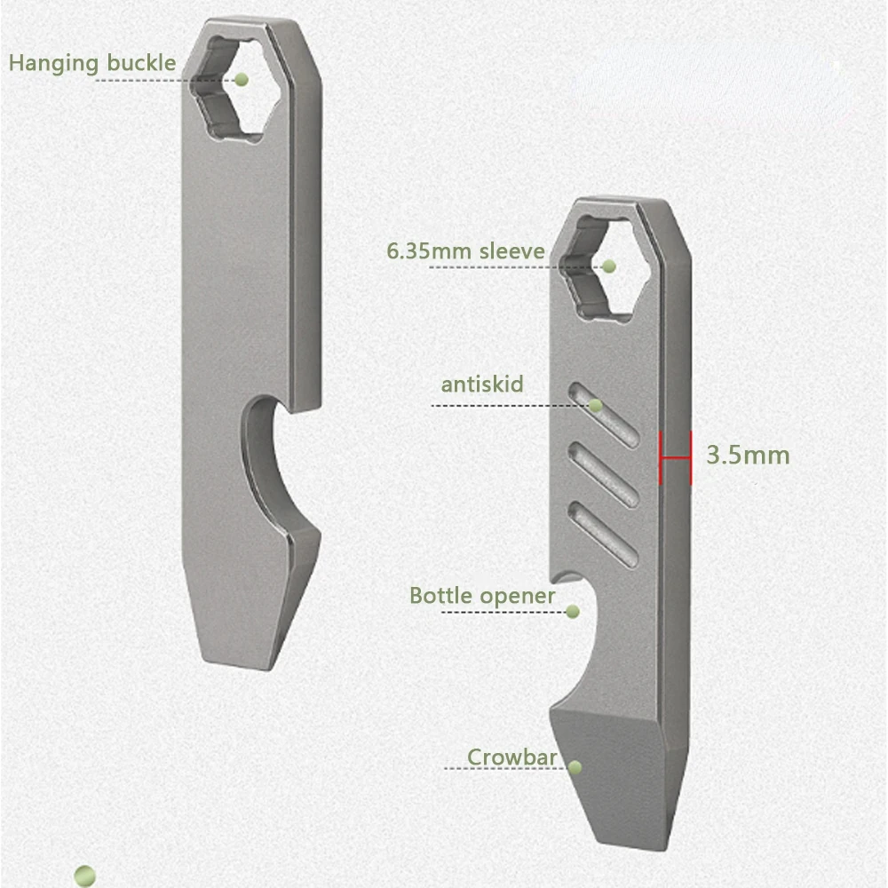 Imagem -06 - Mini Titanium Alloy Pry Bar Abridor de Garrafas Chave Hexagonal Equipamento de Acampamento ao ar Livre Ferramenta de Sobrevivência Multifuncional Edc