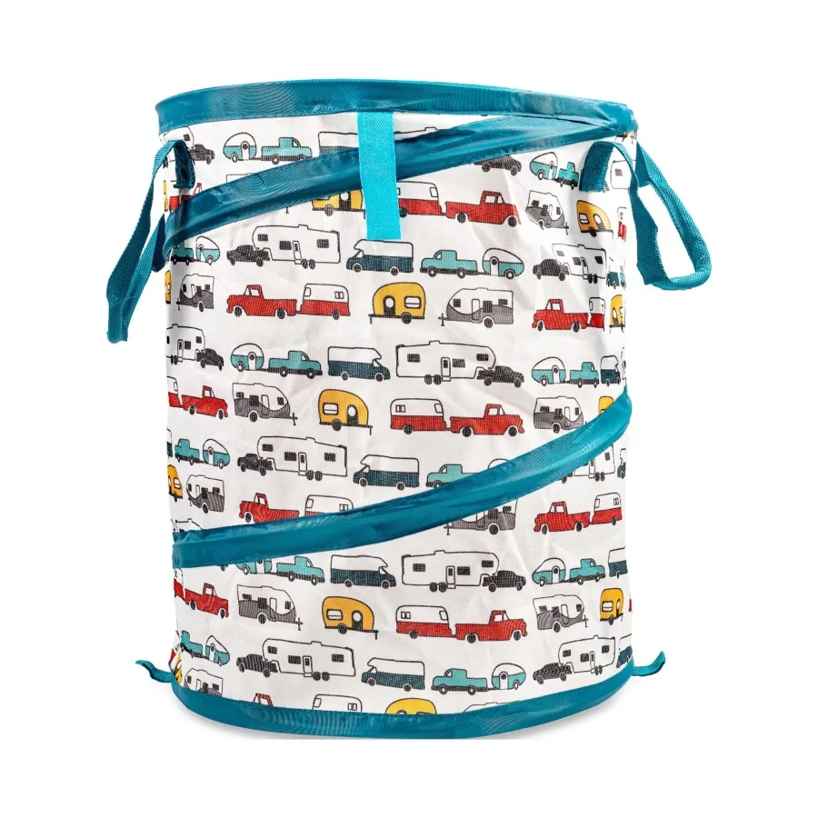 

Life is Better at the Campsite Pop-up RV Pattern Wastebasket Utility Container for Outdoor Camping and Travel Durable PVC Mater