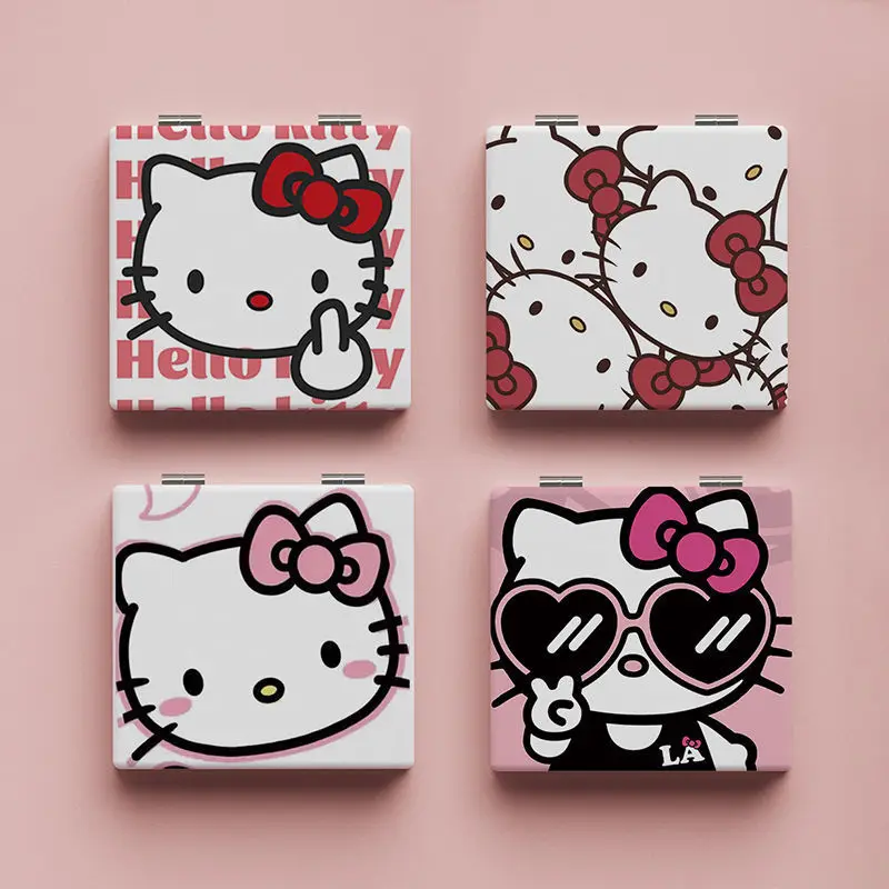 Hello Kitty specchio per il trucco Cartoon Anime Mini specchio portatile piccolo specchio pieghevole specchio per il trucco regalo di natale di