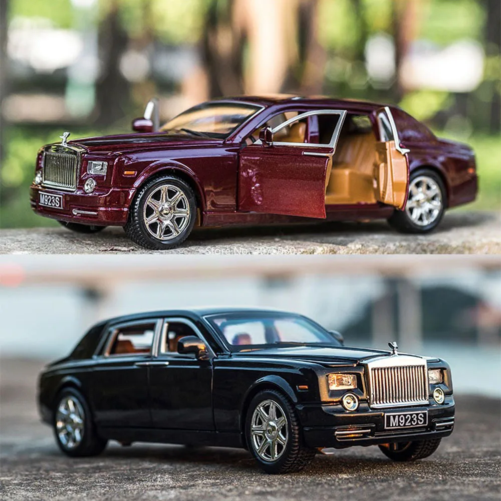1:24 合金ロールスロイスファントムモデルおもちゃダイキャストカーホイールプルバックミニチュア車ゴムタイヤ車両男の子への完璧なギフト