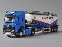 1:50 Diecast Model Truck Toy Tractor With Concrete Mixer Semi Trailer Spray Water Miniature Replica