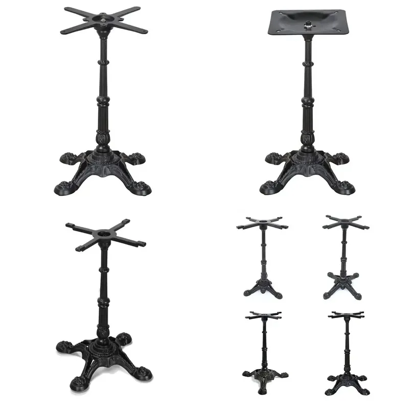 Rustic Industrial Cast Iron Table Base Black Powder Coated Heavy Duty Metal Legs for Coffee Dining Kitchen Living Room