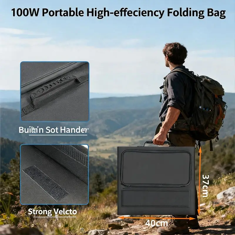 100W Solar Panel Photovoltaic Power Generation Panel Household Outdoor Camping Folding Portable Charging Bag