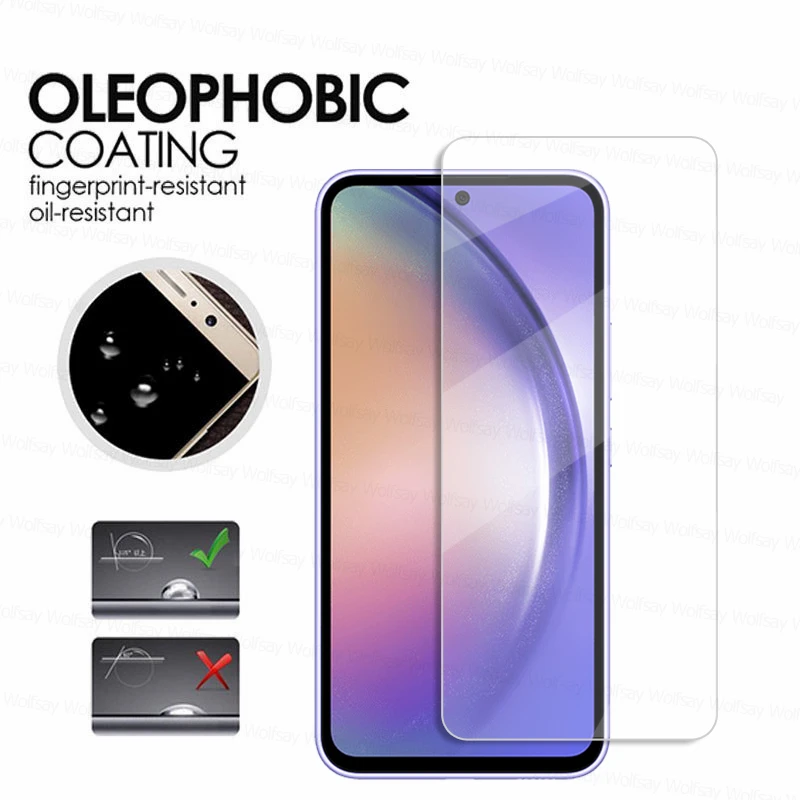 2/4PCS Protezione Dello Schermo Per Samsung Galaxy A54 5G Vetro Temperato Samsung Galaxy A04S A14 A24 A34 A54 5G Colla Completa di Vetro Dello Schermo