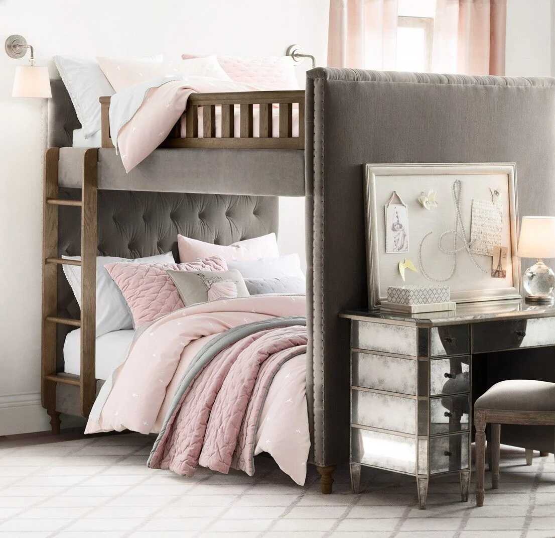 American-style Children's Solid Wood Bunk Bed Multifunctional High and Low Parallel RH Bed Light Luxury Design