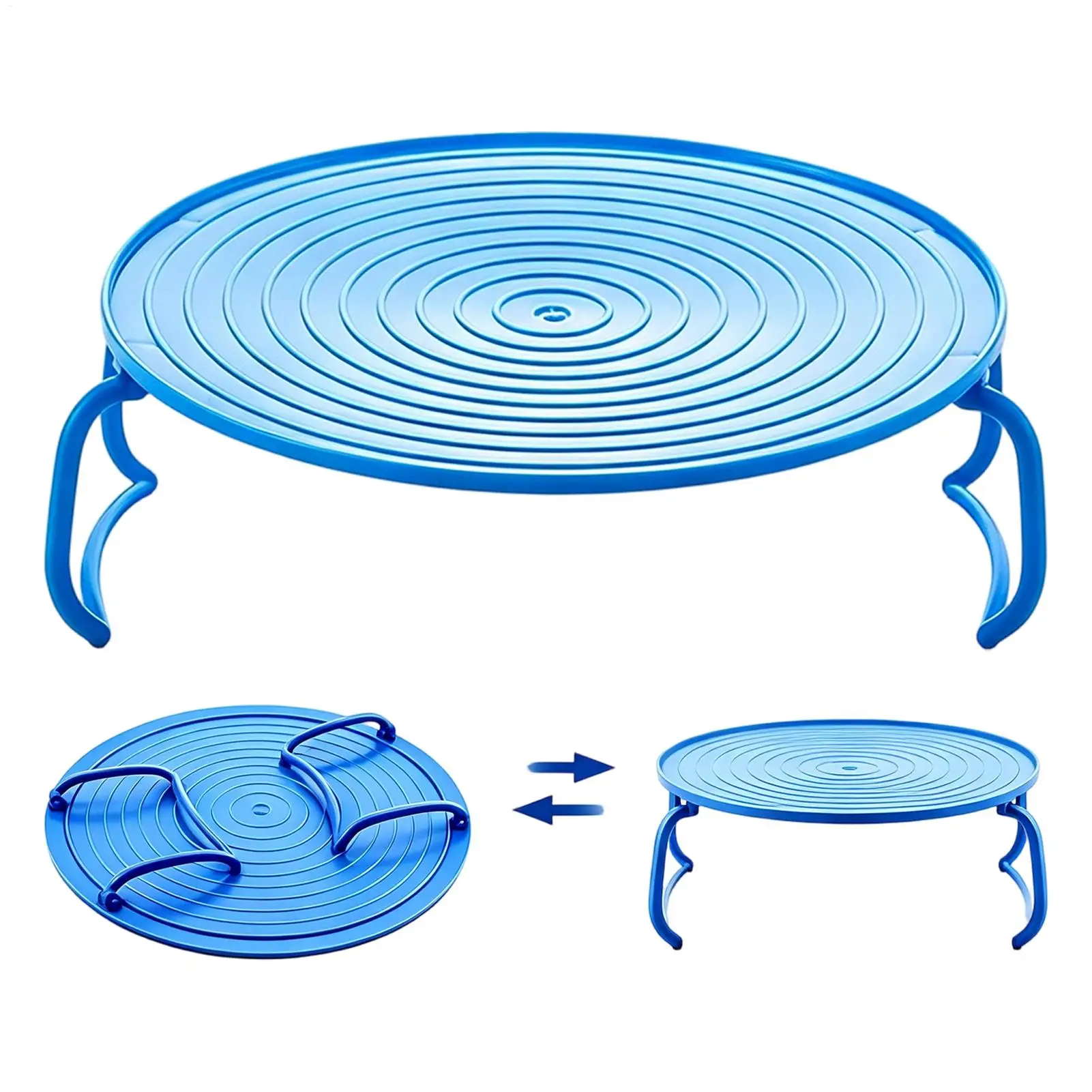 Foldable 2 Tier Microwave Steamer Rack Space Saving Bowl Plate Stand Stackable Kitchen Organizer for Home Dorm Office Pantry