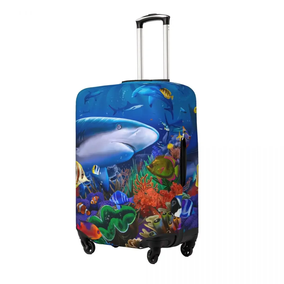Shark Reef Print Luggage Protective Dust Covers Elastic Waterproof 18-32inch Suitcase Cover Travel Accessories