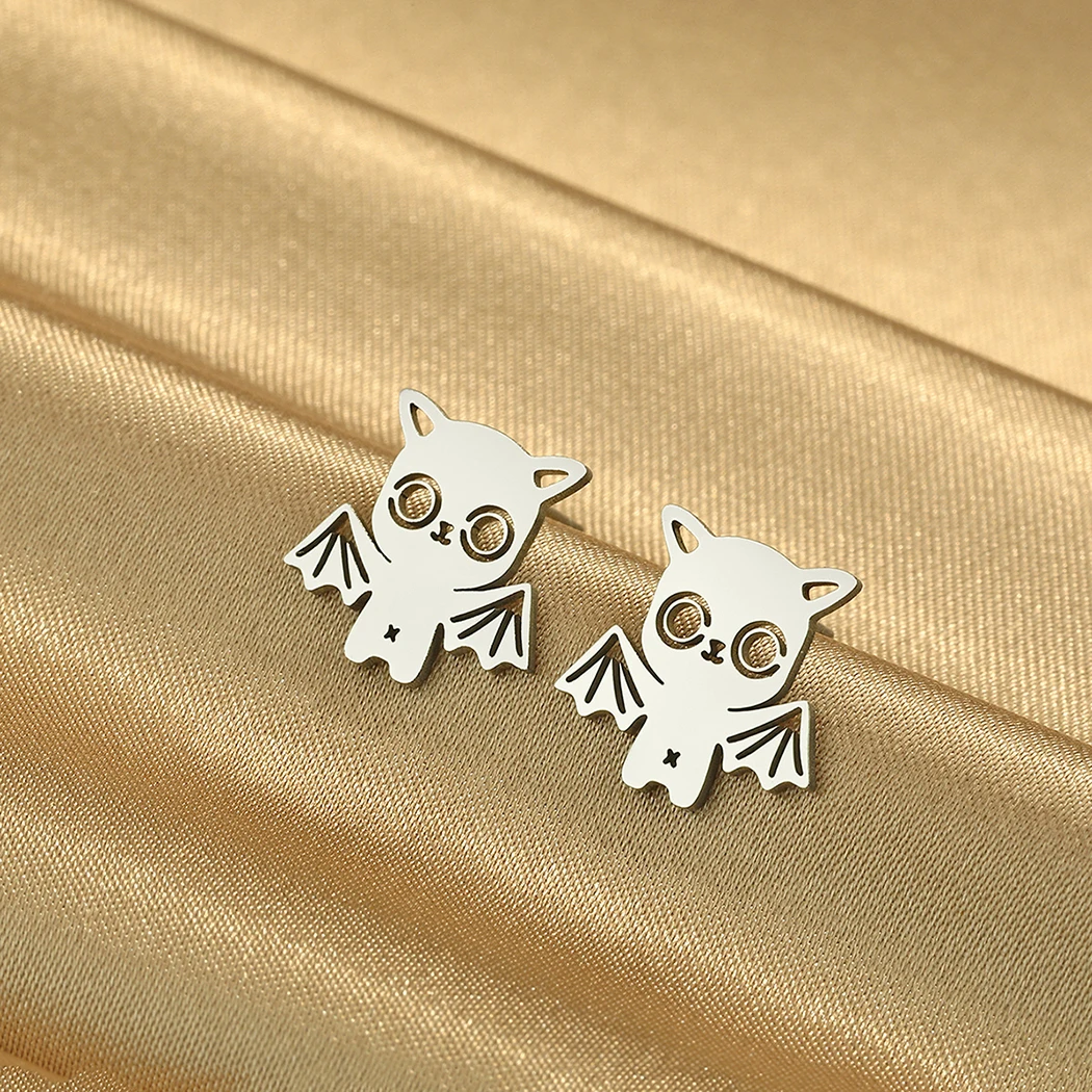 Todorova Stainelss Steel Earrings Cute Bat Stud Earrings for Women Men Halloween Jewelry Birthday Christmas Gifts