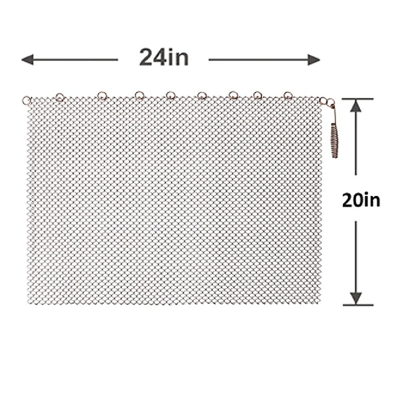 Fireplace Mesh Screen Curtain,2 Packs Spark Guard Mesh Metal Fire Screen Panel With Pulls For Home Fireplace