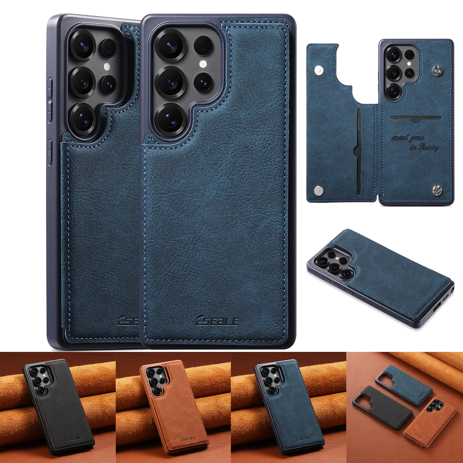 Business Retro Slim Magnetische Flip Karte Slots Leder Telefon Fall Für Samsung Galaxy S25 S24 FE S23 S22 S21 Ultra A56 a55 A36 A35