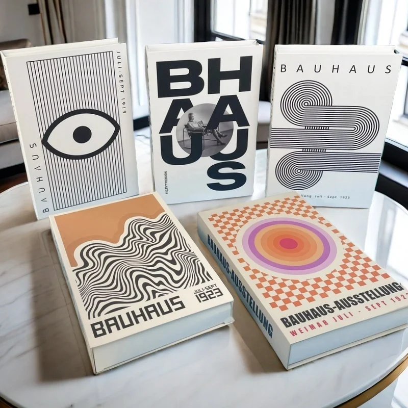 Abstract Bauhaus Luxury Fake Book Storage Box Boho Decorative Books Home Decor Bedroom Living Room Vintage Interior decoration