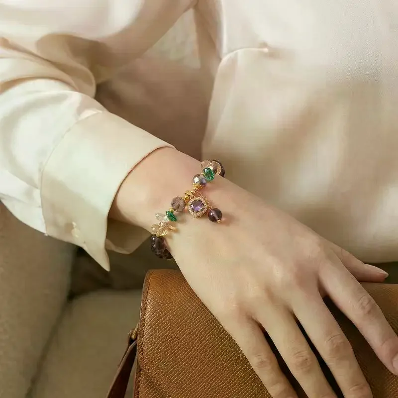 1Pcs Niche Design Healing Bracelet Imitation Purple Crystal Bead Bracelet Beautiful Symbolic Gift For Family Friends