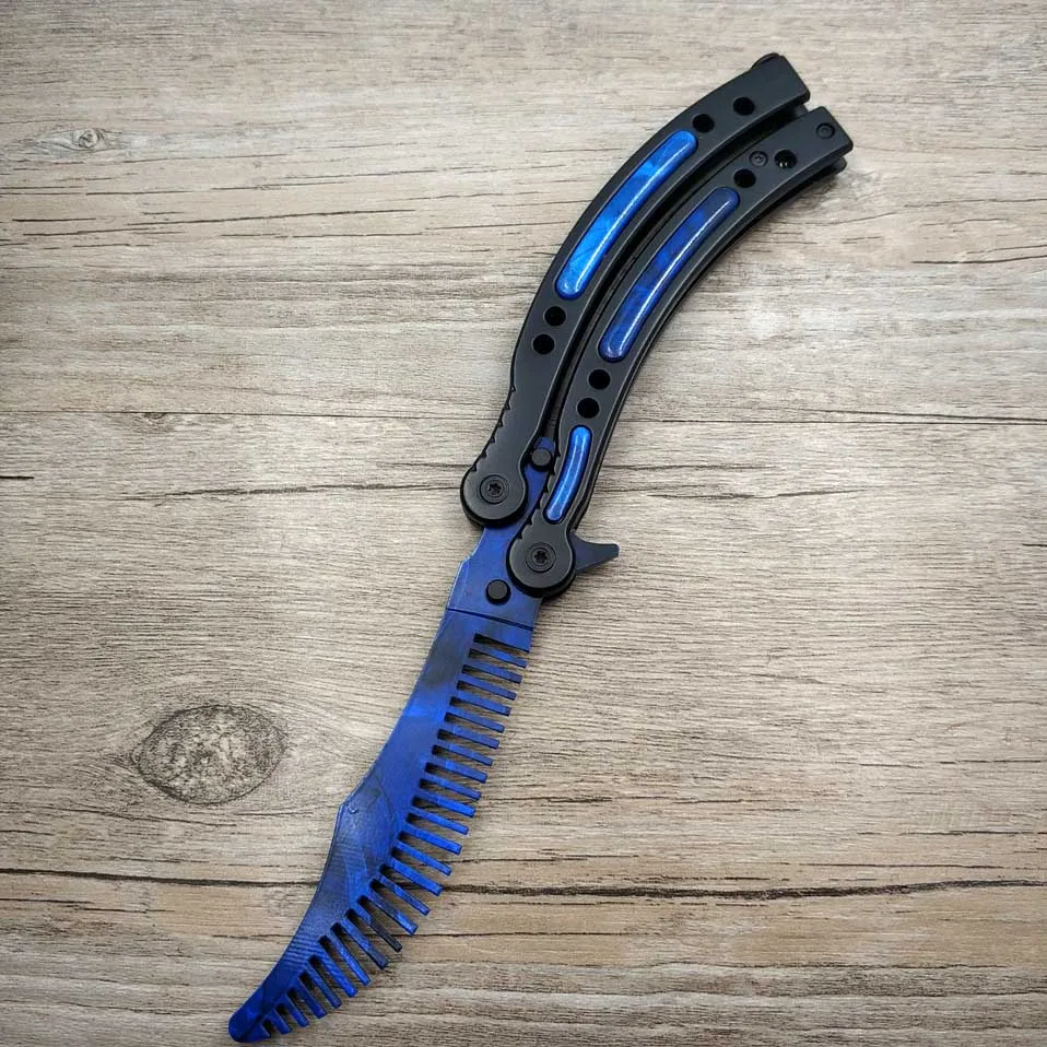 Dropshipping CS GO Butterfly Traning Knife Practice Folding  Trainer Game Tool Comb Blade for Exercise No Edge