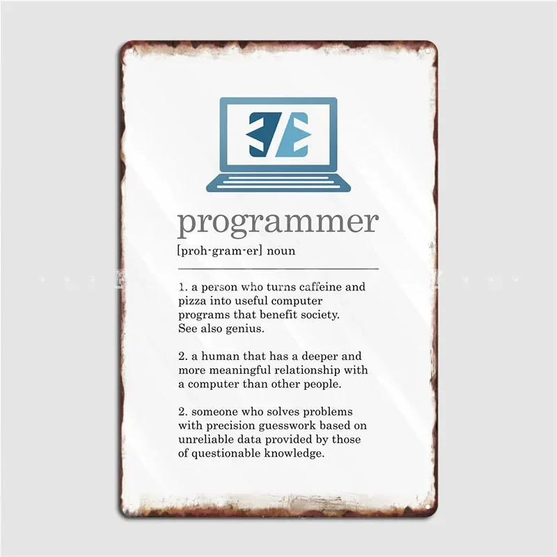 Programmer Definition Metal Sign Club Bar Design Cinema Garage Plates Tin Sign Posters