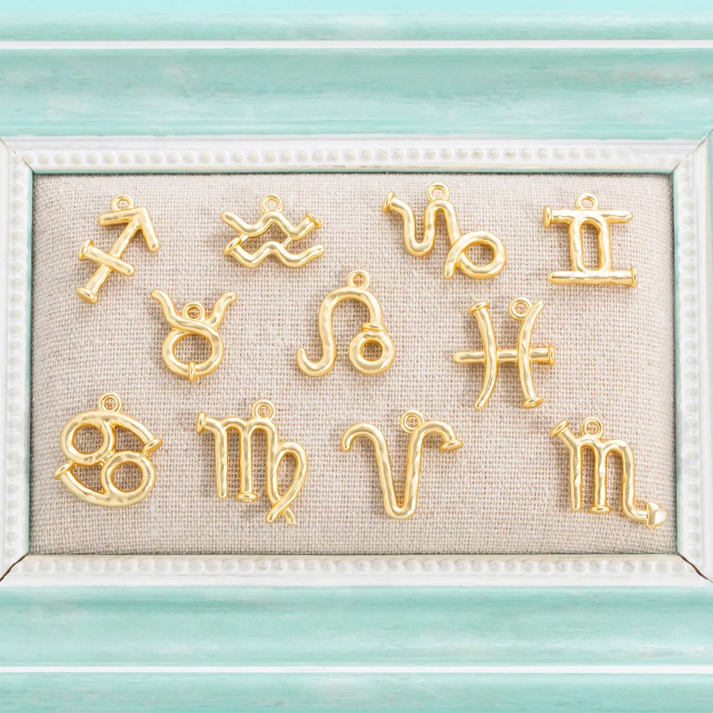 Pingentes artesanais DIY para os 12 signos do zodíaco, colares, brincos, pingentes e acessórios