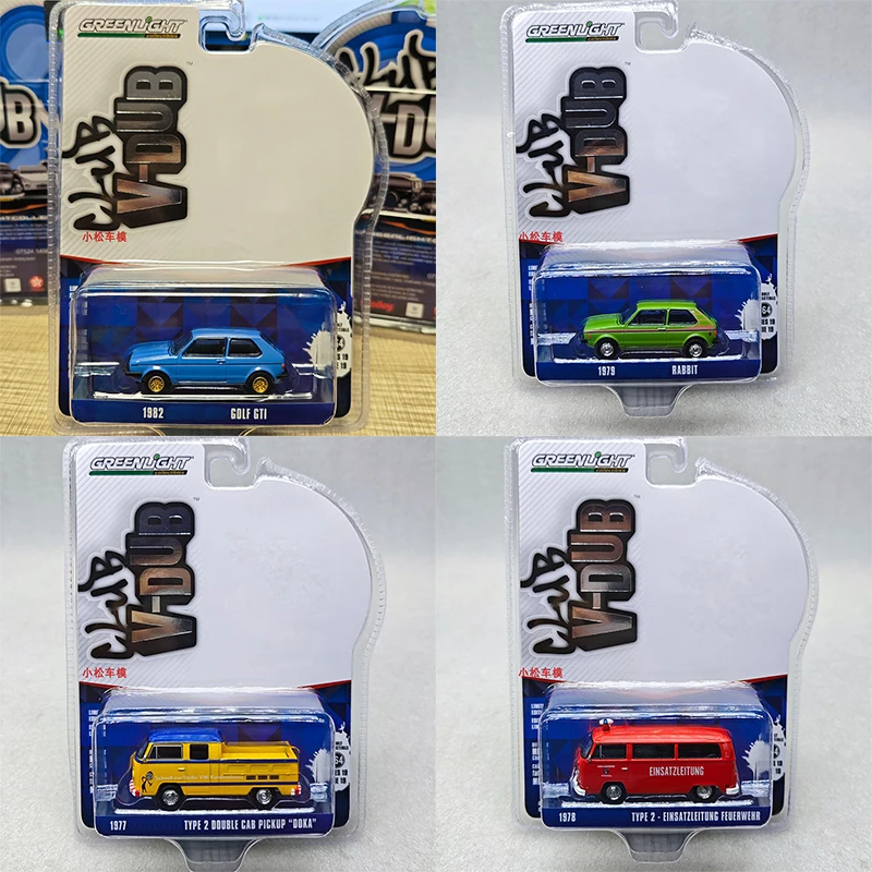 

Greenlight 1:64 Club Vee-Dub Golf Rabbit Double Cab Pickup Beetle Green Machine, модель литья под давлением из сплава, коллекционные украшения