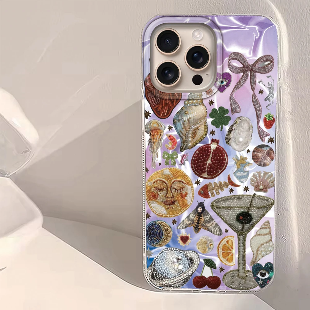 Чехол для телефона Retro Purple Face Sun Stars для iphone 16 15 14 7 8 Plus 13 11 12 Pro Max X XS XR SE 2022 16e сзади для женщин и девочек