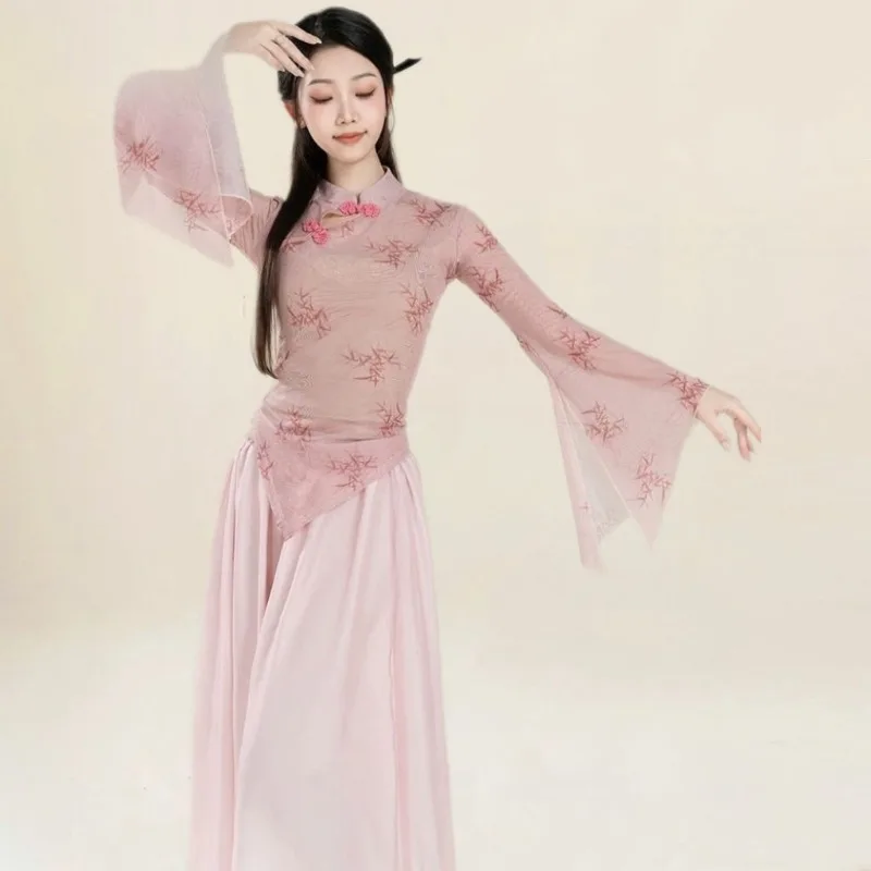 New Spring and Summer Classical Dance Practice Clothes Body Rhyme Gauze Clothes Chinese Dance Performance Clothes Chinese Style