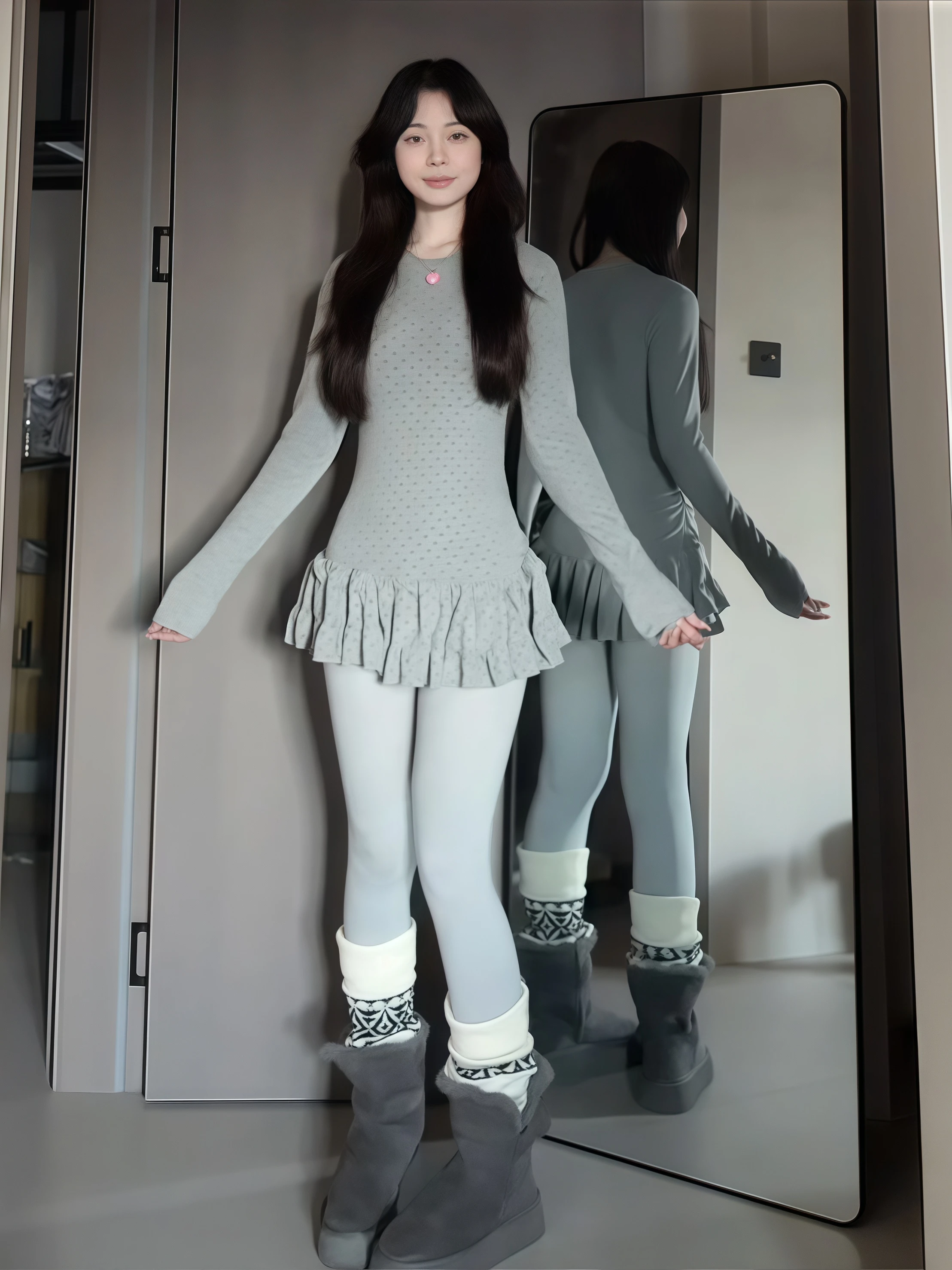 T-shirt American Sle Long Sve da donna Autunno Inverno Nuova vita a Slim Sweet Sle Base Top con stampa a pois