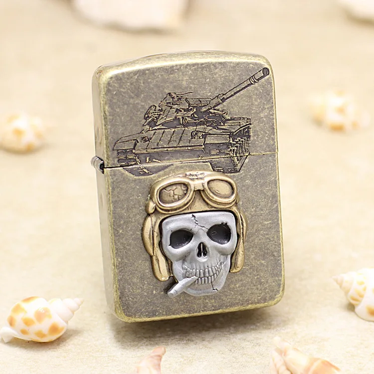 

Genuine Zippo oil lighter copper windproof Skeleton tank Army Kerosene lighters Gift with anti-counterfeiting code
