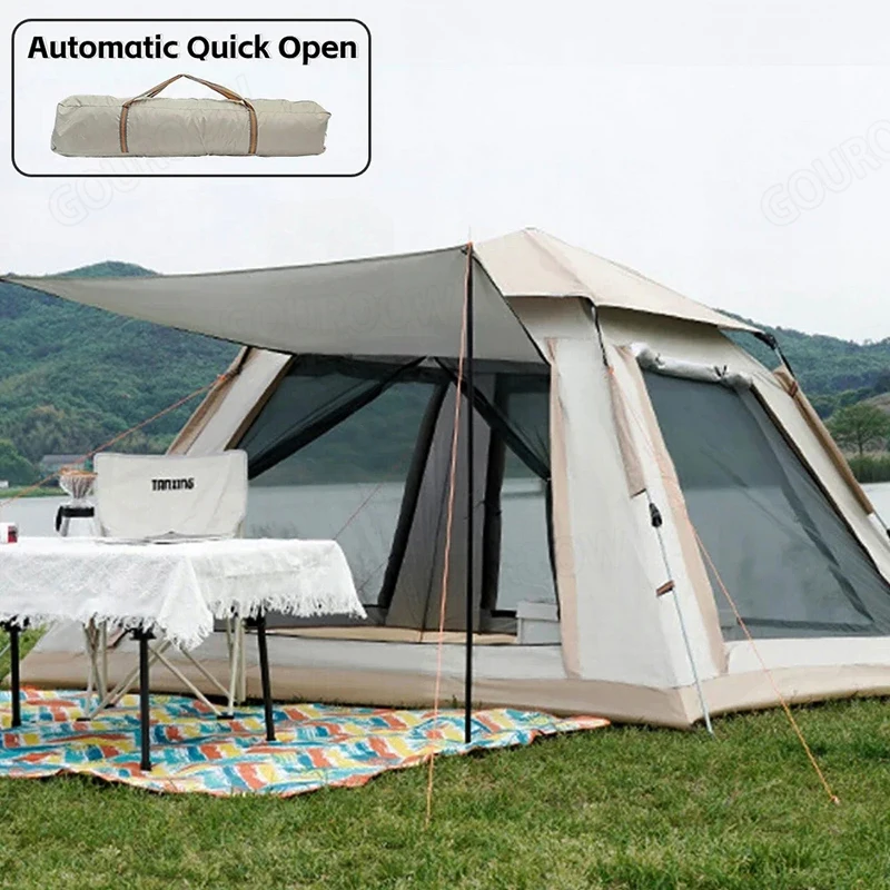 1-4 Person Outdoor Automatic Quick Open Tent Rainfly Waterproof Camping Tent Family Outdoor Instant Setup Tent with Carring Bag