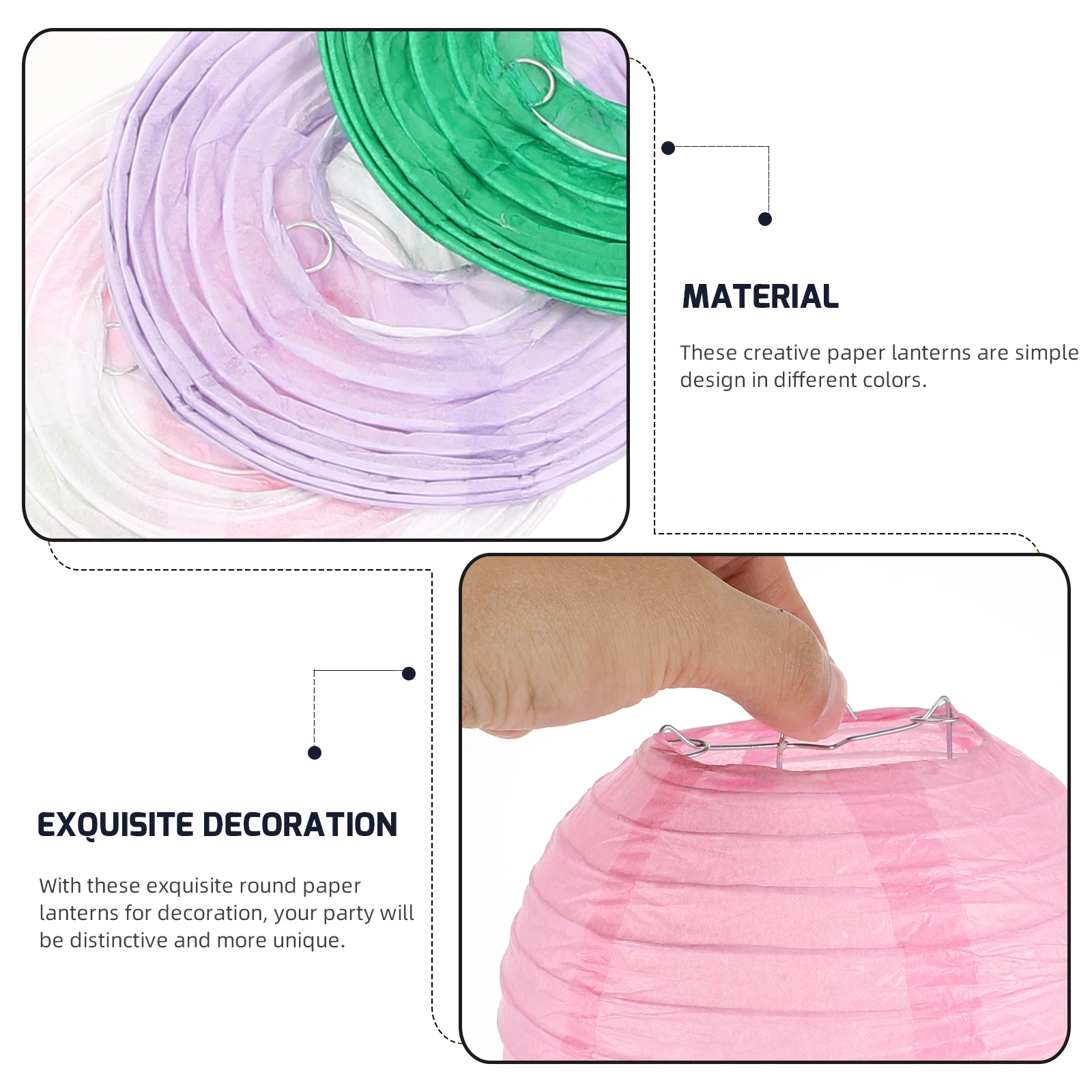 

12 Pcs Folding Paper Lanterns Steel Wire Spring Festival Decorate Birthday Party Decorations Hanging Chinese New Years Unique