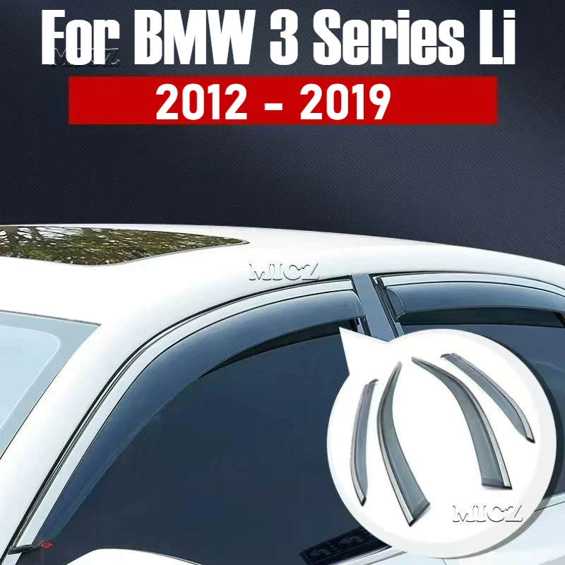 For BMW 3 Series Li 2012 - 2019 Car Accessories Window Visor Vent Shade Rain Sun Guard Deflector Awnings Shelters Covers