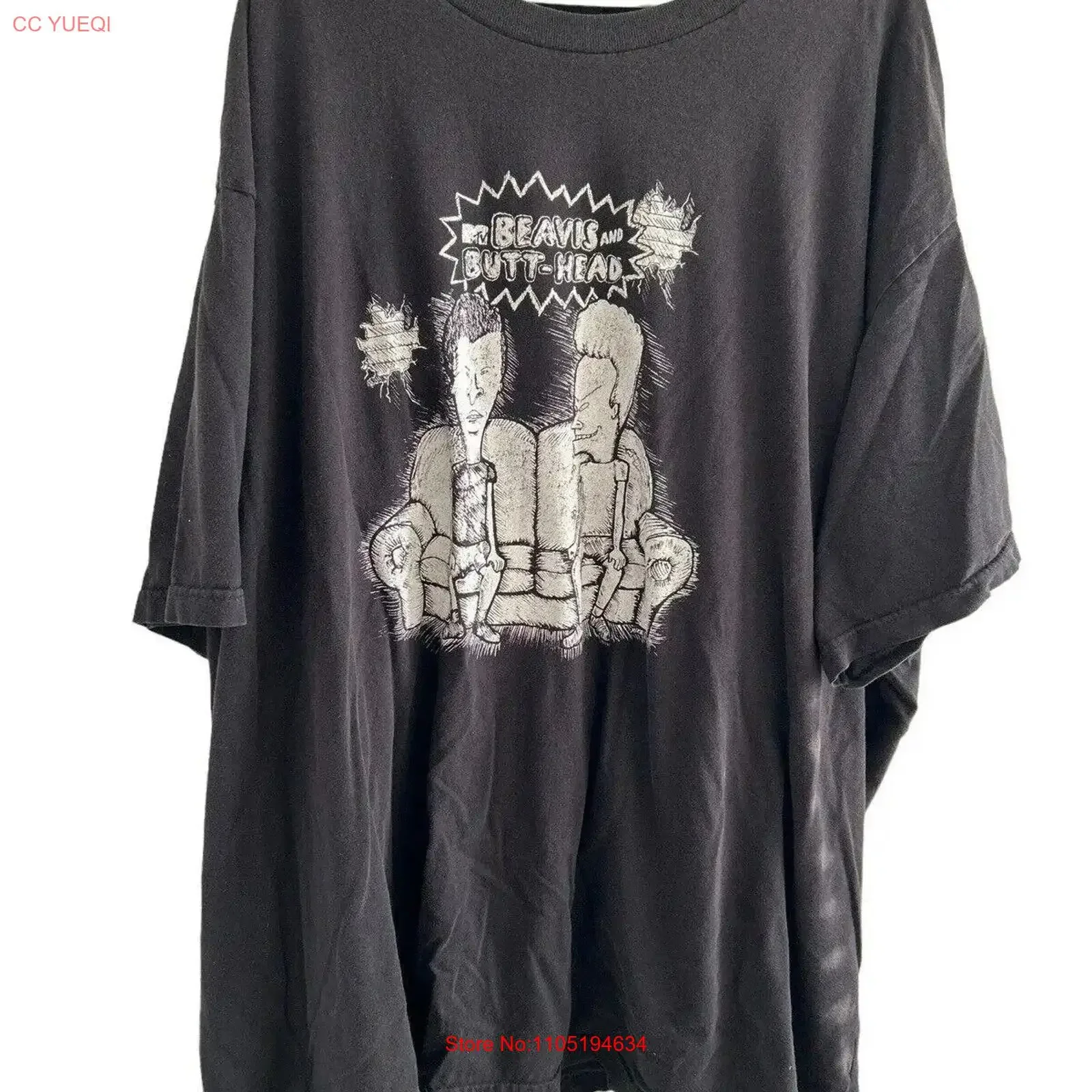 Beavis And Butt Head MTV T Shirt Black Cotton 5XL Big Tall Couch Mike Judge vintage Washed Unisex Comfortable Versatile