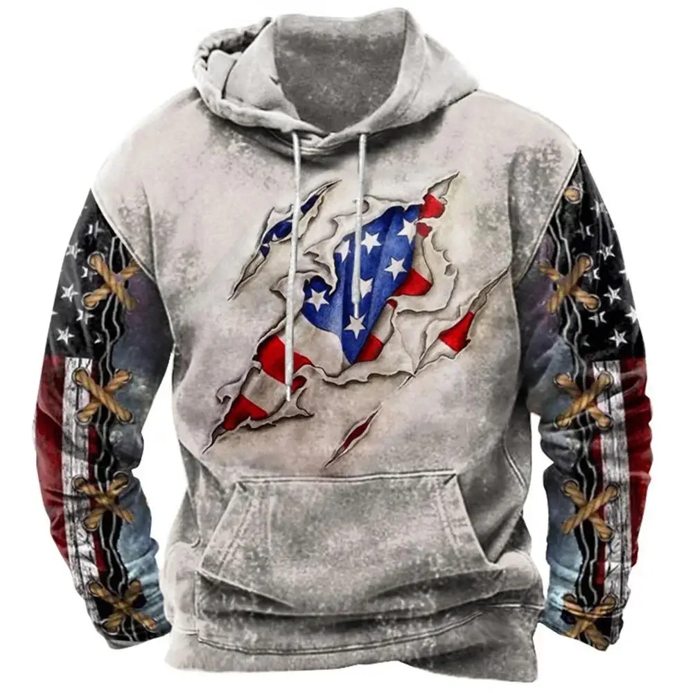 Fashion US Flag Print Hoodies For Men Hip Hop Trend Harajuku Vintage Clothes Spring and Autumn New in Sweatshirts Oversized Tops