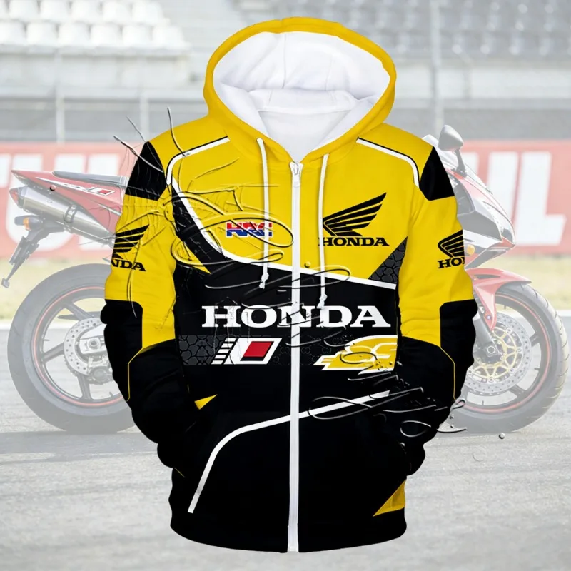 AliExpress 2026 New Fashionable Honda Racing Special Edition Retro Motorcycle Suit Men's MOTO Off Road Enthusiast Cycling Warm Hoodie