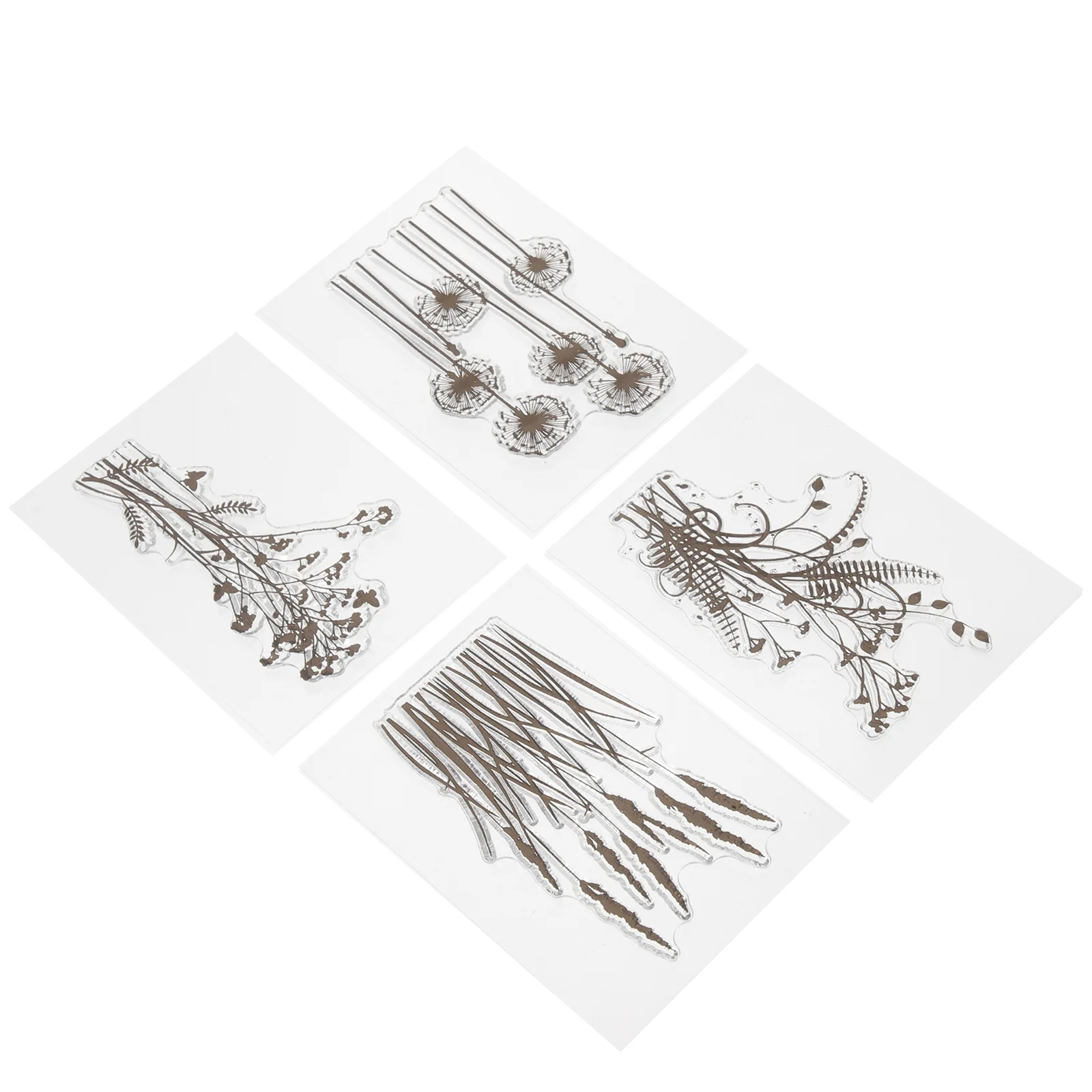 4 Pcs Botanical Stamp Dandelion Stamp Leaf Decoration Plum Stamp Woodsy Decor Transparent Stamp Manual Clear Cling