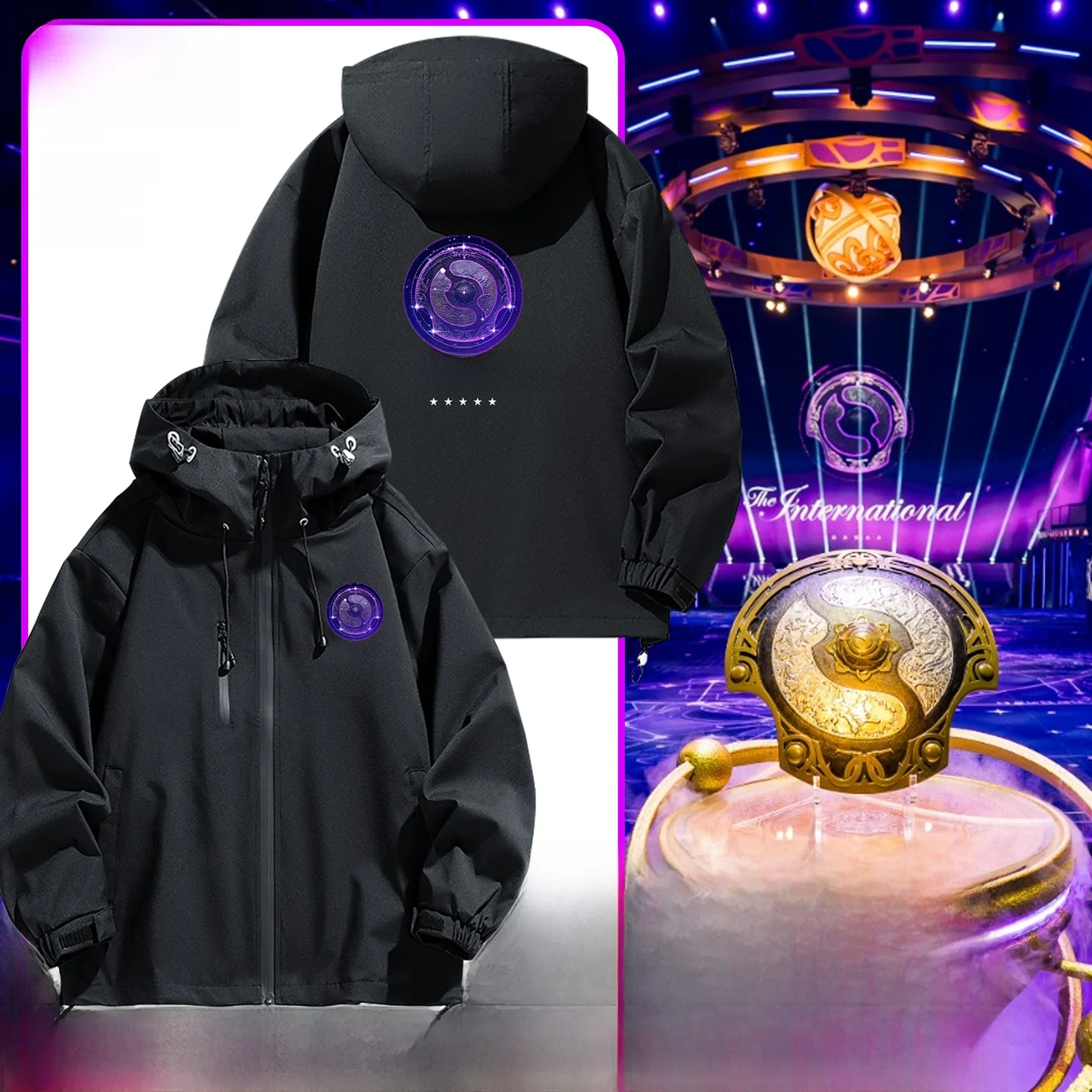 

Мужская куртка Dota2 Game Ti4 Invitation Match T XG Tank Support Jaet Bla с воротником-стойкой, на молнии, с декоративными элементами, из полиэстера