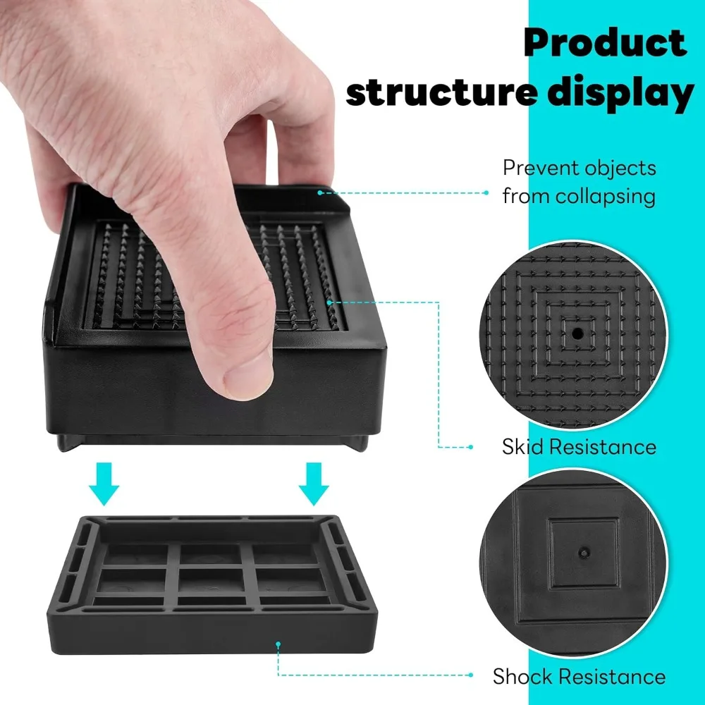 Furniture Risers 1.5 Inch Bed Lifts Risers Table Leg Extenders Perfect for Couch, Chair, Table, and More 4 Pack Black