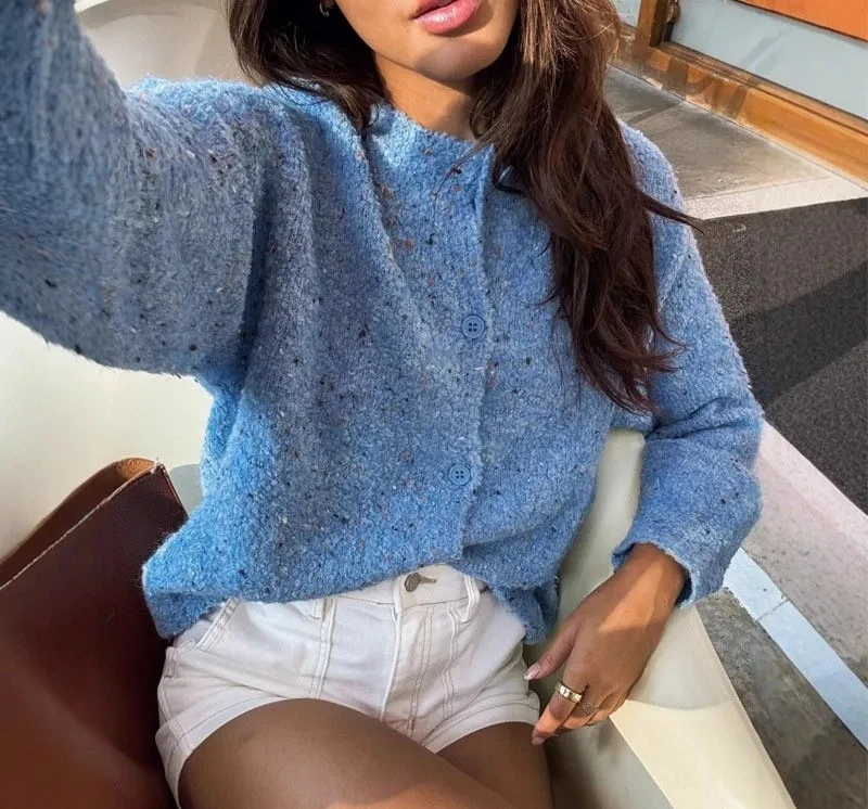 

Cardigan Sweater Autumn Winter Versatile Women's Knitted Patchwork Cardigan Sweater Jacket