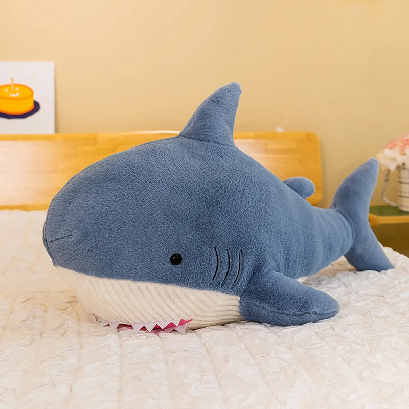 2024 New Cartoon Baby  Soothing Pillow Baby Pillow Simulation Marine Life Shark Plush Toy Fish Doll Helps Sleep Gift Gray