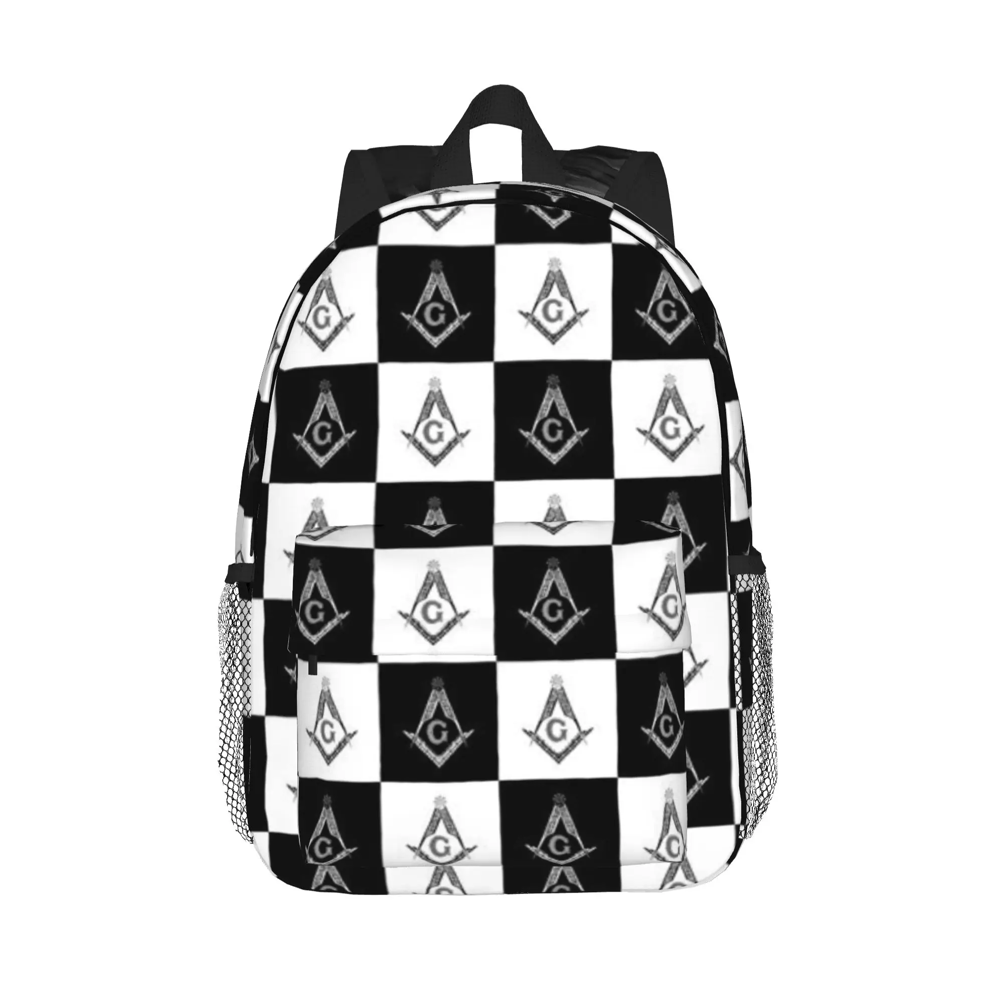 Freemason Checkered Pattern Backpack Hot Sale Daypack Large Capacity Boys Girls BookBag Shoulder Bags for Men Women School Bag