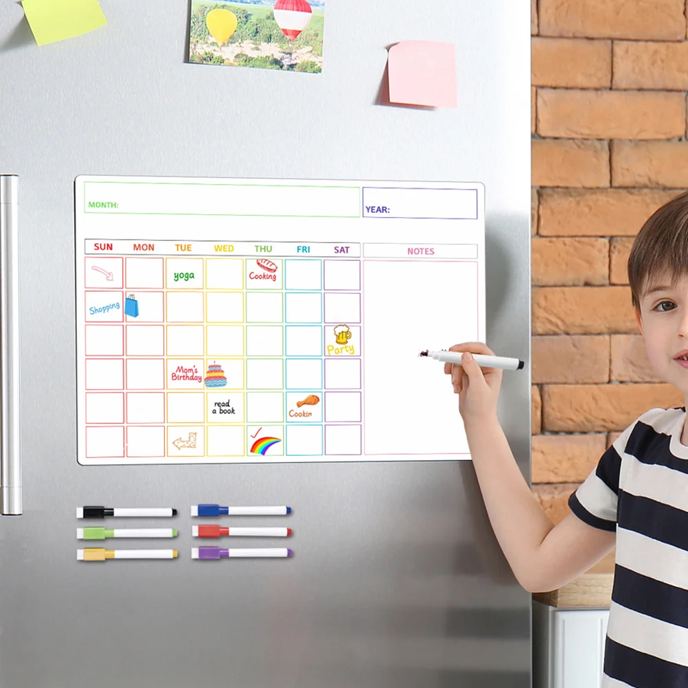 1Set Magnetic Fridge Dry Erase Board Easy to Use Smooth Surface Home Chore Organizer Magnetic to Do List for Fridge