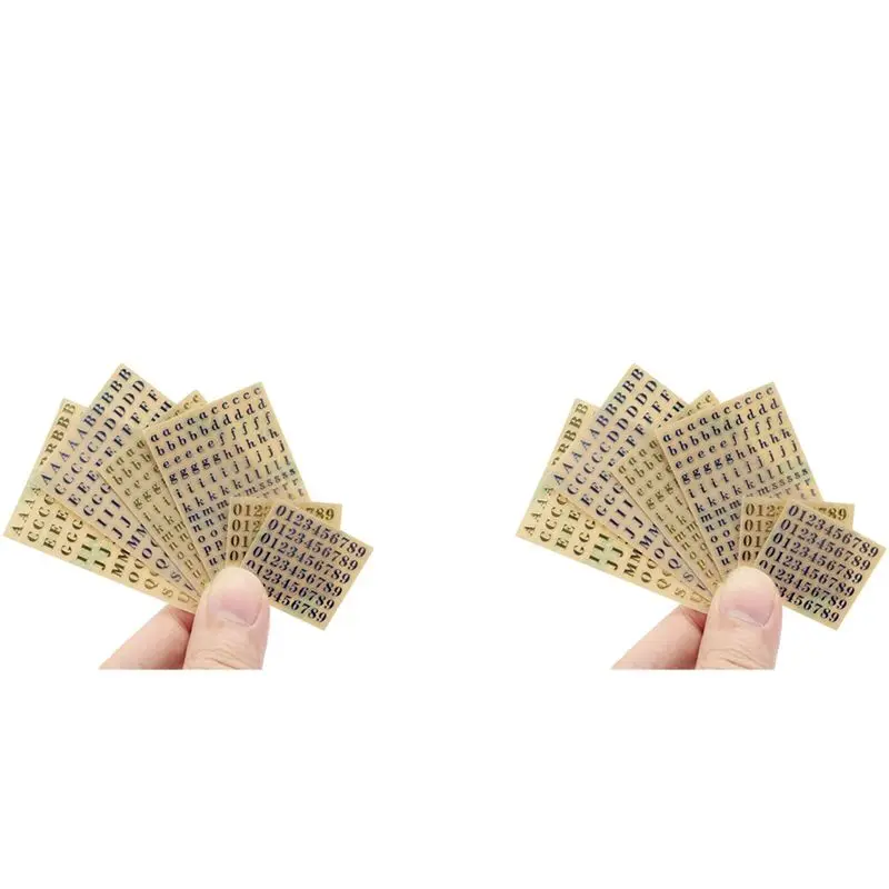

ABKU-12 Sheets Small 0.12 Inch Alphabet Number Stickers Glitter Alloy Self Adhesive Letters Stickers Gold/Silver (3Mm)