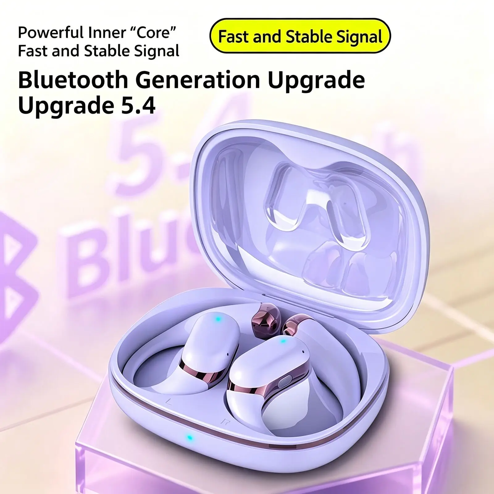 Comfortable Wear Ear Hook Wireless Bluetooth Earbuds ENC Noise Cancelling High Definition Calls Long Battery Life Low Latency