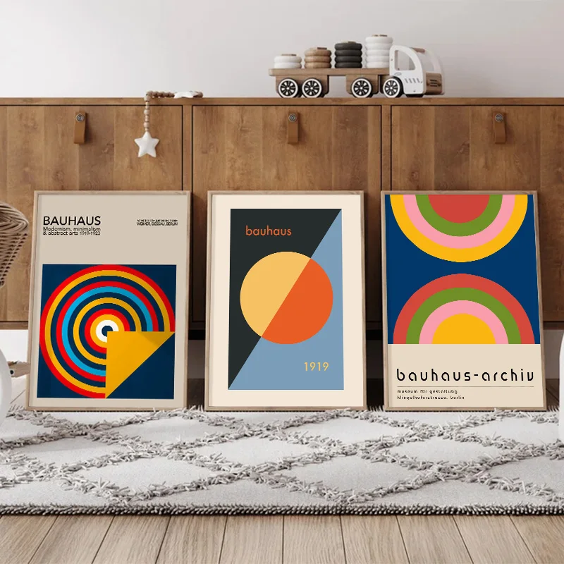 

Colour Blocking Bauhaus Colour Block Poster Vintage Abstract Gallery Exhibition Canvas Painting Bedroom Decorative Wall Art