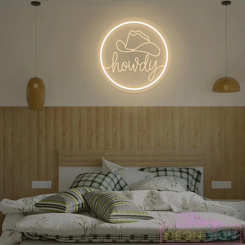 Howdy Neon Sign, USB Light Up Sign, Cowboy Hat Neon Sign, North American Greeting Neon Light, Cowboy Party Decor Neon Sign