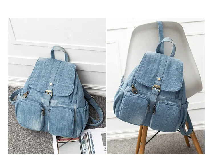 Denim Backpack Women\'s Leisure Travel Outing Shoulder Bag Large capacity Fashion Female Schoolbags Suitable For Girls Daypack